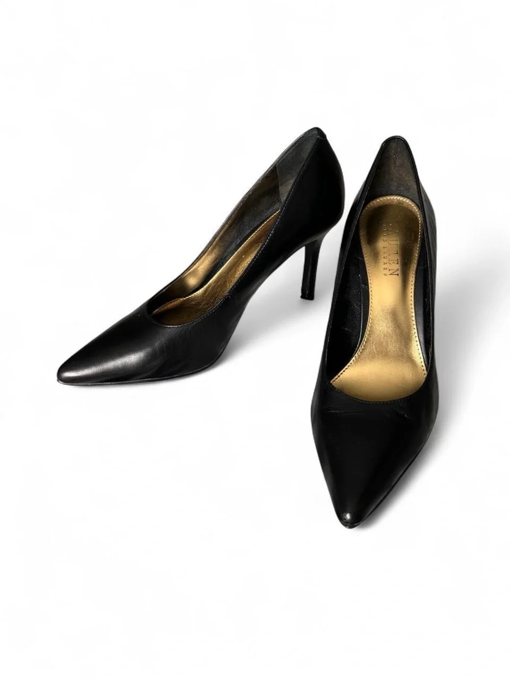 Ralph Lauren Black leather pointed heels